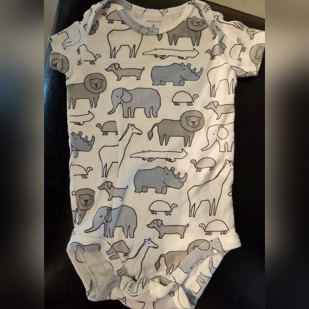 Carters boys onesie with elephants on it